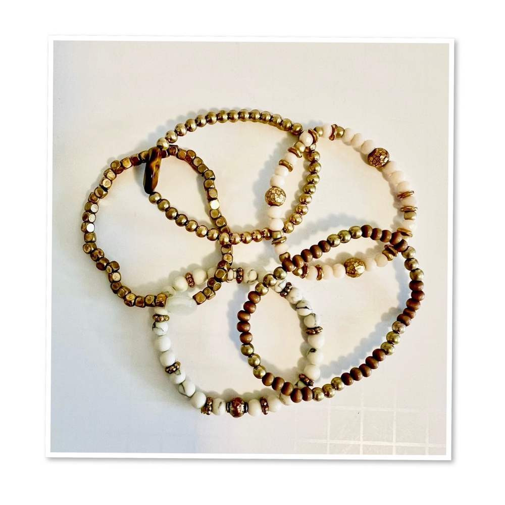 Five Beaded Stackable Bracelets - image 4